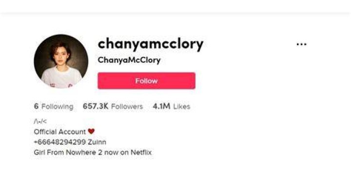 Chanya McClory TikTok Account