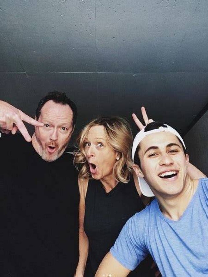 Chri Olsen with her father and step mother