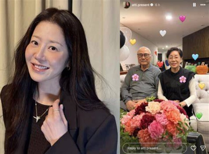 Jung with her dad and sister