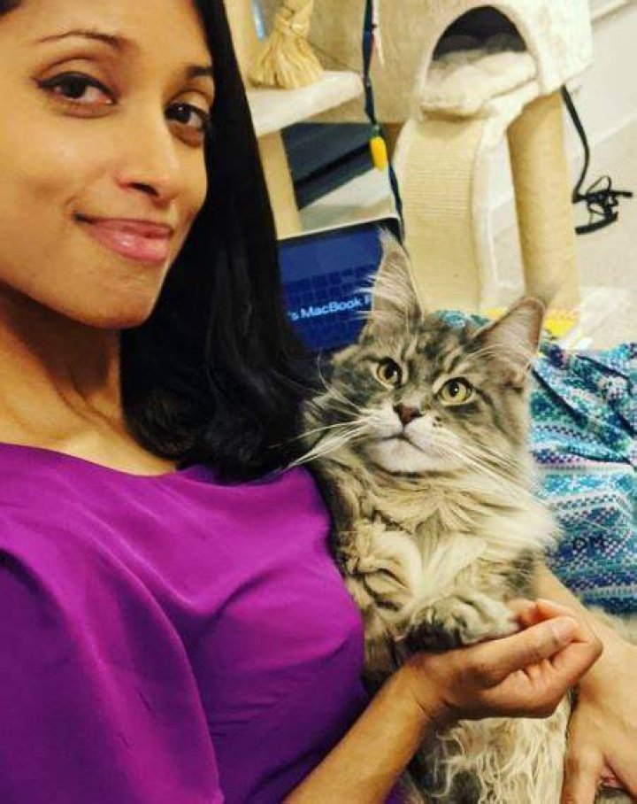 Luxmy Gopal with her pet cat Cosmo