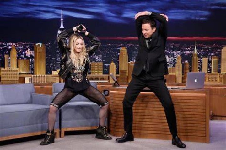 Madonna performing on Jimmy Fallon