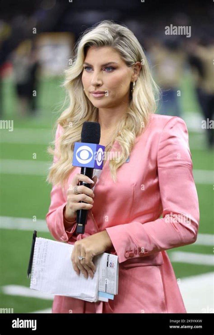 Melanie Collins with reporters