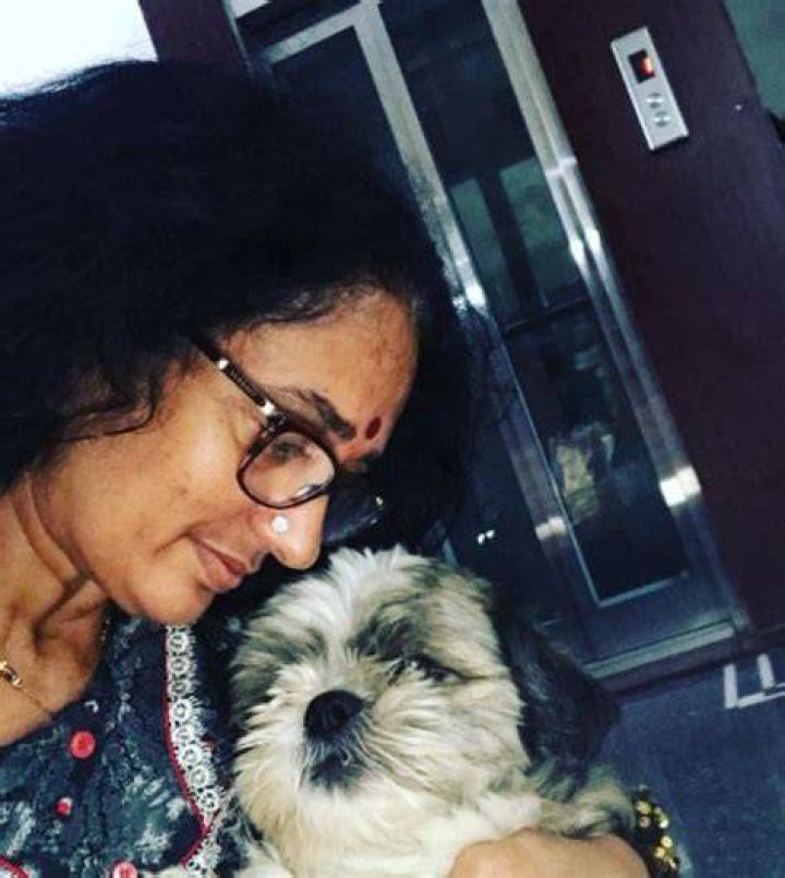 Shyamala Devi has a dog Ginger