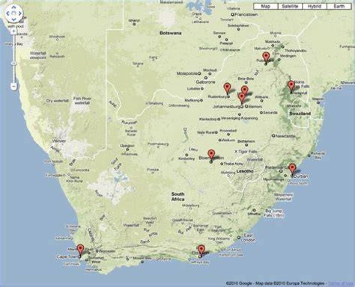 south-african-human-ancestor South Africa Google Map