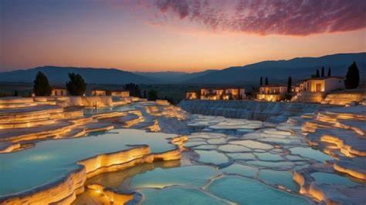 Surreal Places Pamukkale at Dusk